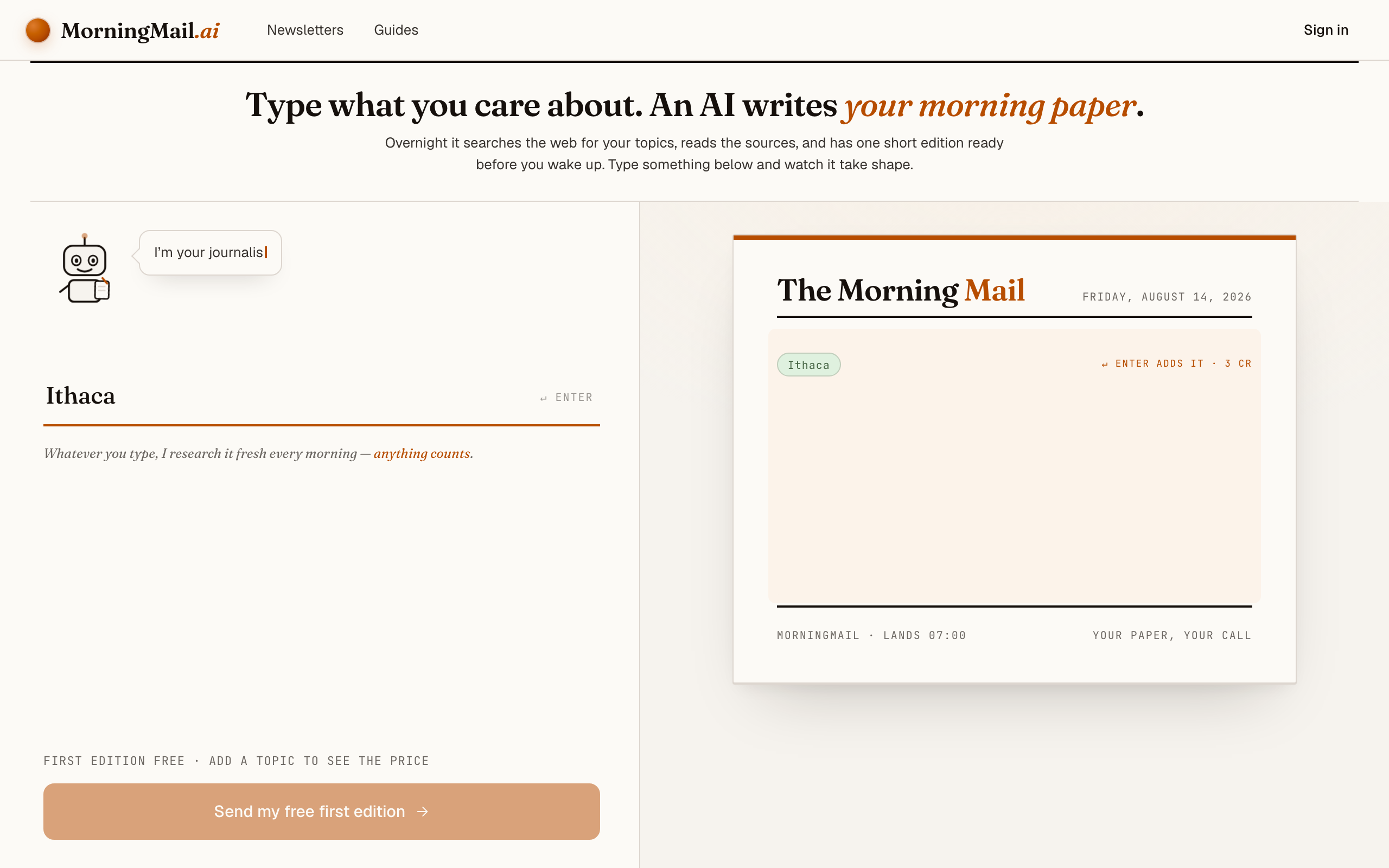 Type your topic: Ithaca